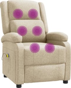 vidaXL vidaXL Fotel masujący, kremowy, obity tkaniną 7