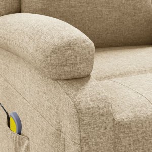 vidaXL vidaXL Fotel masujący, kremowy, obity tkaniną 8