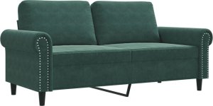 vidaXL Sofa 2-osobowa, ciemnozielona, 140 cm, tapicerowana aksamitem 1