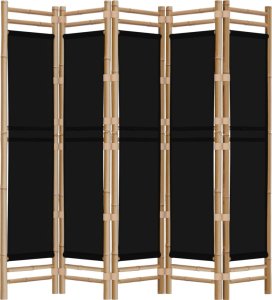 vidaXL Składany parawan 5-panelowy, 200 cm, bambus i płótno 5