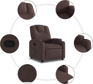 vidaXL Fotel rozkładany, ciemnobrązowy, obity tkaniną 7