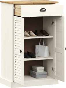 vidaXL Szafka na buty VIGO, biała, 60x35x96 cm, lite drewno sosnowe 3