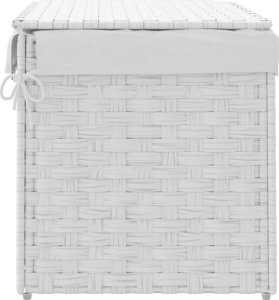 vidaXL Kosz na pranie, z pokrywą, biały, 55,5x35x34 cm, polirattan 4