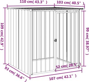 vidaXL Buda dla psa, z dachem, czarna, 110x103x109 cm, stal 5