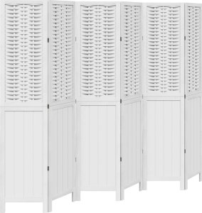 vidaXL Parawan pokojowy, 6-panelowy, biały, lite drewno paulowni 2