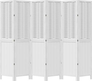 vidaXL Parawan pokojowy, 6-panelowy, biały, lite drewno paulowni 4