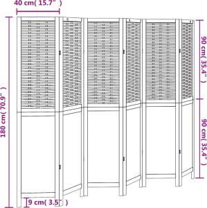 vidaXL Parawan pokojowy, 6-panelowy, biały, lite drewno paulowni 8