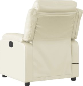 vidaXL Rozkładany fotel masujący, kremowe, sztuczna skóra 4