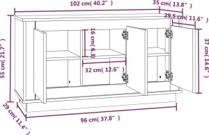 vidaXL Szafka, dąb sonoma, 102x35x55 cm, materiał drewnopochodny 9