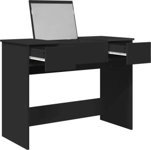 vidaXL Toaletka z lustrem, czarna, 100x45x76 cm 3