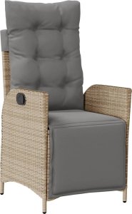 vidaXL vidaXL Rozkładany fotel ogrodowy z podnóżkiem, mieszany beż, rattan PE 2