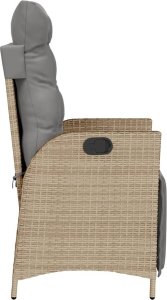 vidaXL vidaXL Rozkładany fotel ogrodowy z podnóżkiem, mieszany beż, rattan PE 5