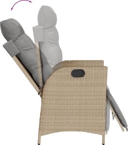 vidaXL vidaXL Rozkładany fotel ogrodowy z podnóżkiem, mieszany beż, rattan PE 7