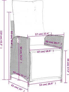 vidaXL vidaXL Rozkładany fotel ogrodowy z podnóżkiem, mieszany beż, rattan PE 10