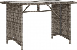 vidaXL Stół ogrodowy ze szklanym blatem, szary, 110x68x70 cm 2