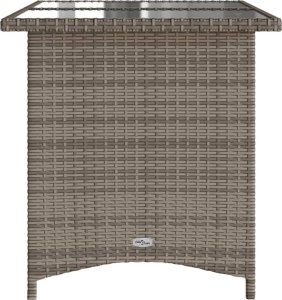 vidaXL Stół ogrodowy ze szklanym blatem, szary, 110x68x70 cm 5