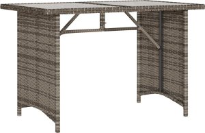 vidaXL Stół ogrodowy ze szklanym blatem, szary, 110x68x70 cm 6