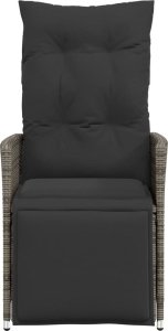 vidaXL Rozkładane krzesła ogrodowe, 2 szt., poduszki, szary rattan PE 4