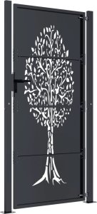 vidaXL Furtka ogrodowa, antracytowa, 105x180 cm, stal, motyw drzewa 4