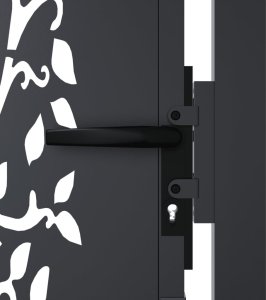 vidaXL Furtka ogrodowa, antracytowa, 105x180 cm, stal, motyw drzewa 7