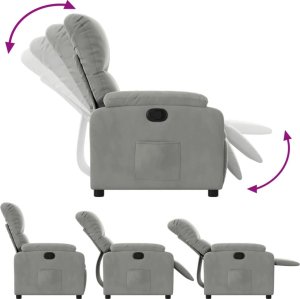 vidaXL Rozkładany fotel, jasnoszary, obity mikrofibrą 4