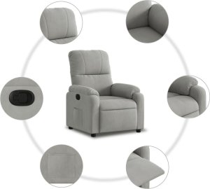 vidaXL Rozkładany fotel, jasnoszary, obity mikrofibrą 5