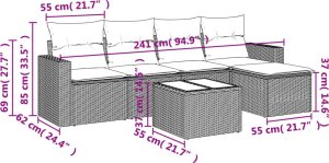 vidaXL 6-cz. zestaw mebli ogrodowych z poduszkami, jasnoszary 3