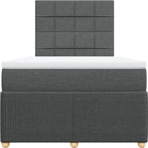 vidaXL Łóżko kontynentalne z materacem, ciemnoszara tkanina 120x200 cm 4