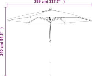 vidaXL vidaXL Parasol ogrodowy na drewnianym słupku, terakotowy, 299x240 cm 8