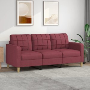 vidaXL vidaXL Sofa 3-osobowa, winna czerwień, 180 cm,tapicerowana tkaniną 1