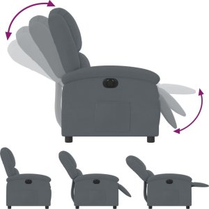 vidaXL Elektryczny fotel rozkładany, ciemnoszary, obity aksamitem 7