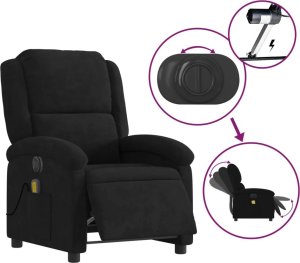 vidaXL Rozkładany fotel masujący, elektryczny, czarny, aksamit 6