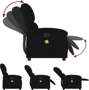 vidaXL Rozkładany fotel masujący, elektryczny, czarny, aksamit 7