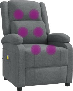 vidaXL vidaXL Fotel z masażem, ciemnoszary, tkanina 7