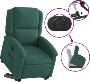 vidaXL Podnoszony fotel rozkładany, ciemnozielony, aksamitny 5