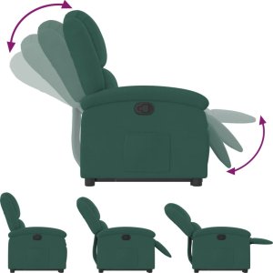 vidaXL Podnoszony fotel rozkładany, ciemnozielony, aksamitny 6