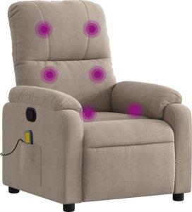 vidaXL vidaXL Rozkładany fotel masujący, kolor taupe, obity mikrofibrą 2
