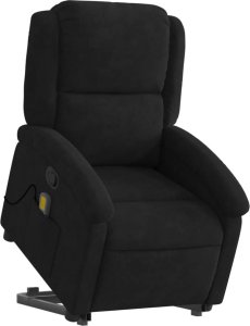 vidaXL Rozkładany fotel masujący, podnoszony, czarny, aksamitny 3