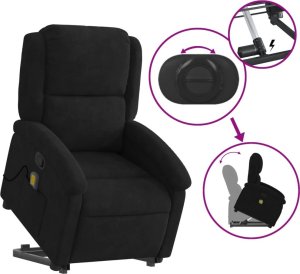 vidaXL Rozkładany fotel masujący, podnoszony, czarny, aksamitny 6