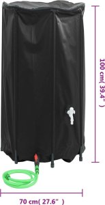 vidaXL Zbiornik na wodę, z kranikiem, składany, 380 L, PVC 9