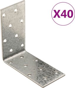 vidaXL Kątowniki, 40 szt., 2 mm, 80x40x80 mm, stal ocynkowana 1