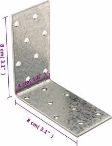 vidaXL Kątowniki, 40 szt., 2 mm, 80x40x80 mm, stal ocynkowana 6