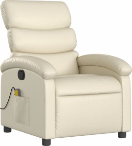 vidaXL Rozkładany fotel masujący, kremowe, sztuczna skóra 3