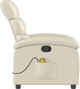vidaXL Rozkładany fotel masujący, kremowe, sztuczna skóra 5