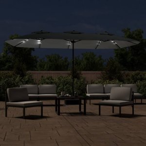 vidaXL Podwójny parasol ogrodowy z LED, antracytowy, 449x245 cm 3