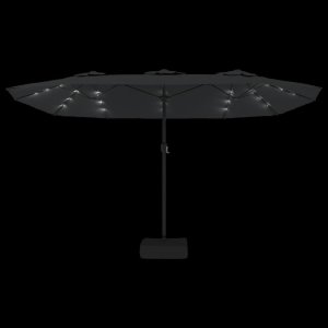 vidaXL Podwójny parasol ogrodowy z LED, antracytowy, 449x245 cm 6