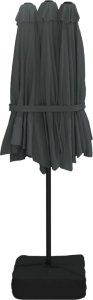 vidaXL Podwójny parasol ogrodowy z LED, antracytowy, 449x245 cm 7