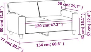vidaXL 2-osobowa sofa, kremowy, 120 cm, sztuczna skóra 8