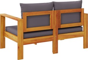 vidaXL Sofa ogrodowa z poduszkami, 2-osobowa, lite drewno akacjowe 6
