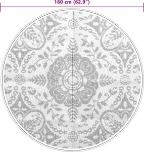 vidaXL vidaXL Dywan na zewnątrz, jasnoszary, 160 cm, PP 6